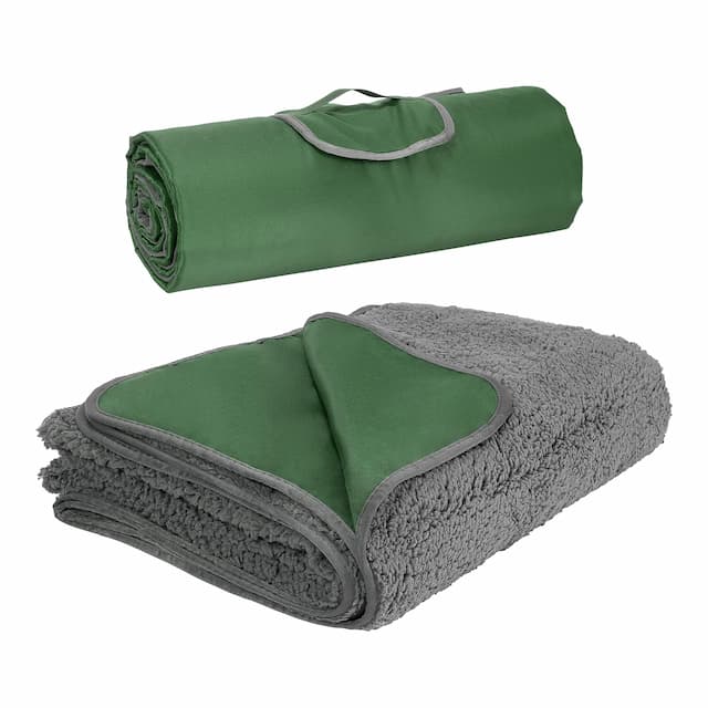 Tirrinia Large Waterproof Outdoor Blanket, Soft Warm Windproof Stadium Blanket with Sherpa Fleece and Foldable for Outdoor Sport, Baseball, Football, Beach, Concerts, Car,59" x 79"