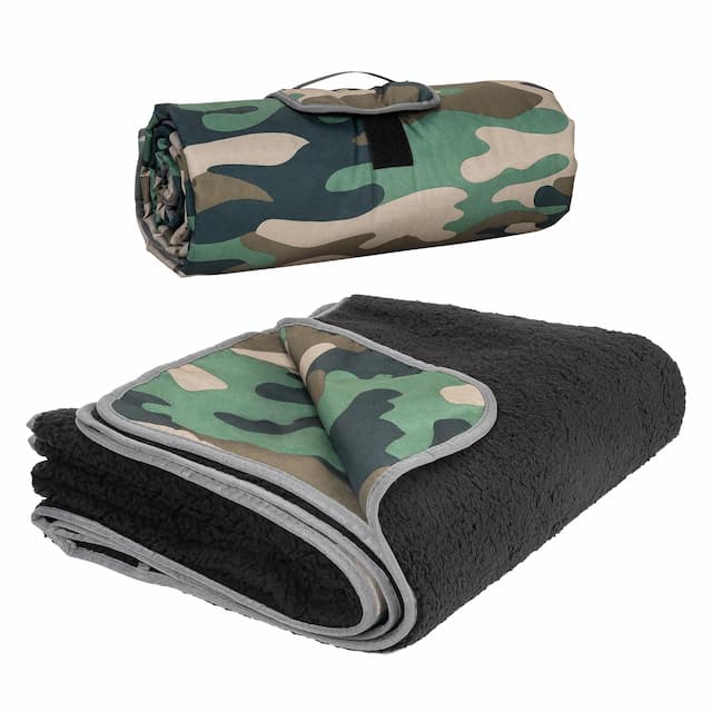 Tirrinia Large Waterproof Outdoor Blanket, Soft Warm Windproof Stadium Blanket with Sherpa Fleece and Foldable for Outdoor Sport, Baseball, Football, Beach, Concerts, Car,59" x 79"