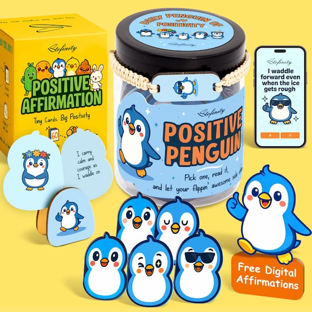 Stofinity Positive Penguin Gifts For Women - Daily Affirmation Cards For Teens, Emotional Support Inspirational Gift For Women Coworkers, Unique Teen Girl Gifts Trendy Stuff For Birthday, Christmas